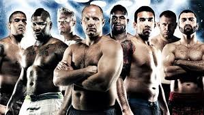 Home 47 UFC PPV event poster, lineup of MMA fighters posing shirtless with intense expressions, special sports streaming on MediaTVZone